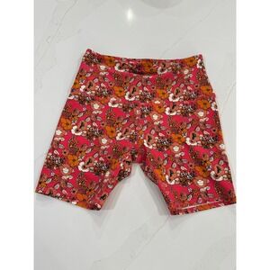 SINCERELY JULES For Bandier PINK HIBISCUS MOD FLORAL Bike Athletic Shorts SZ M
